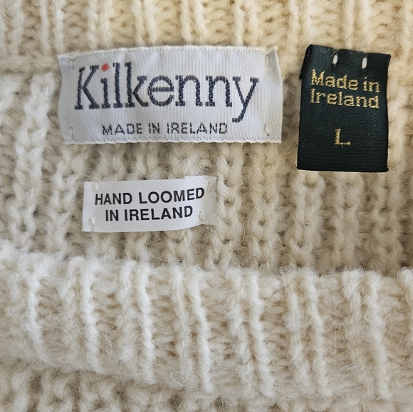 KILKENNY IRELANF Cream Chunky Knit Cowl Neck Sweater Large - Picture 6 of 7